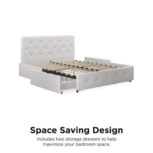 Dhp Dean White Faux Leather Upholstered, White Leather Tufted King Bed