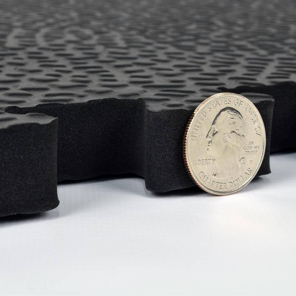 Black Pebble Top Interlocking Foam Gym Floor Tiles 24" x 24"