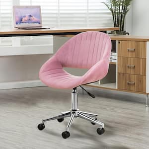 Pink Velvet Swivel Task Chair with Silver 5-Star Base with Casters