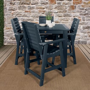 Weatherly Federal Blue 5-Piece Plastic Square Outdoor Dining Set