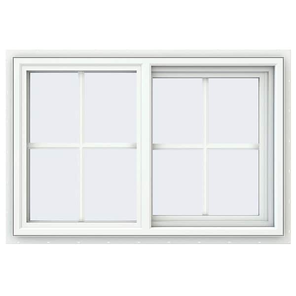 JELD-WEN 35.5 in. x 23.5 in. V-4500 Series White Vinyl Right-Handed Sliding Window with Colonial Grids/Grilles