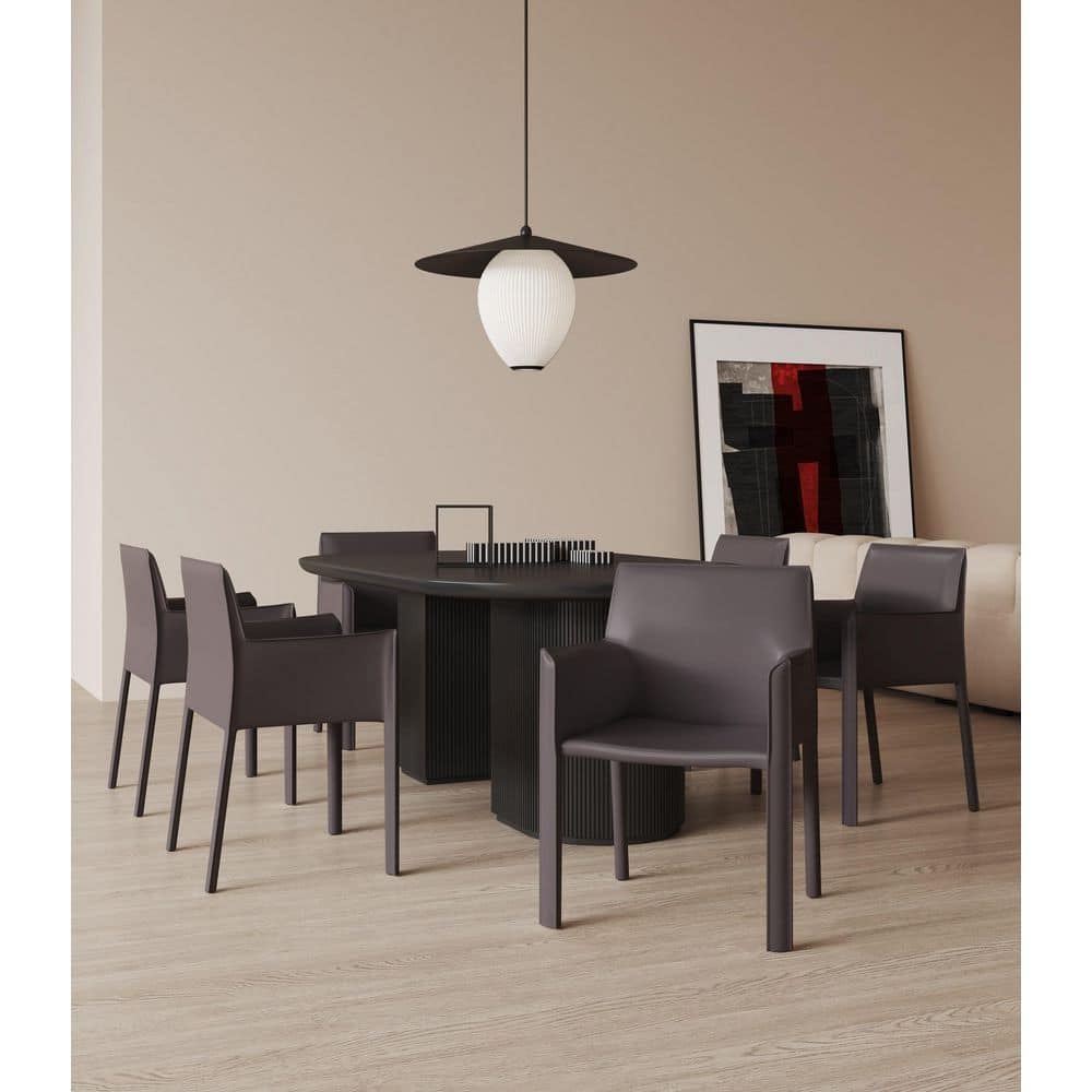 Sleek Gray Faux Leather Upholstered Metal Arm Chair