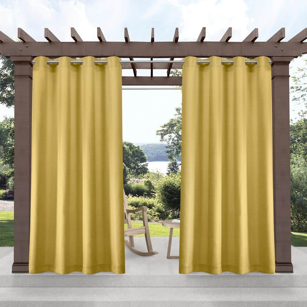 Delano Sunbath Yellow Solid Light Filtering Grommet Top Indoor/Outdoor Curtain, 54 in. W x 120 in. L (Set of 2) price history on PriceWatchPro