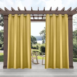 Delano Sunbath Yellow Solid Light Filtering Grommet Top Indoor/Outdoor Curtain, 54 in. W x 120 in. L (Set of 2)