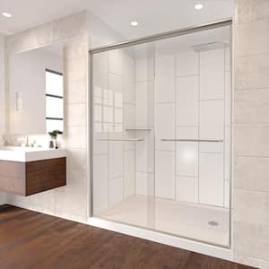 Winter White-Rainier 60 in. x 32 in. x 83 in. Base/Wall/Door Rectangular Alcove Shower Stall/Kit Brushed Nickel Right