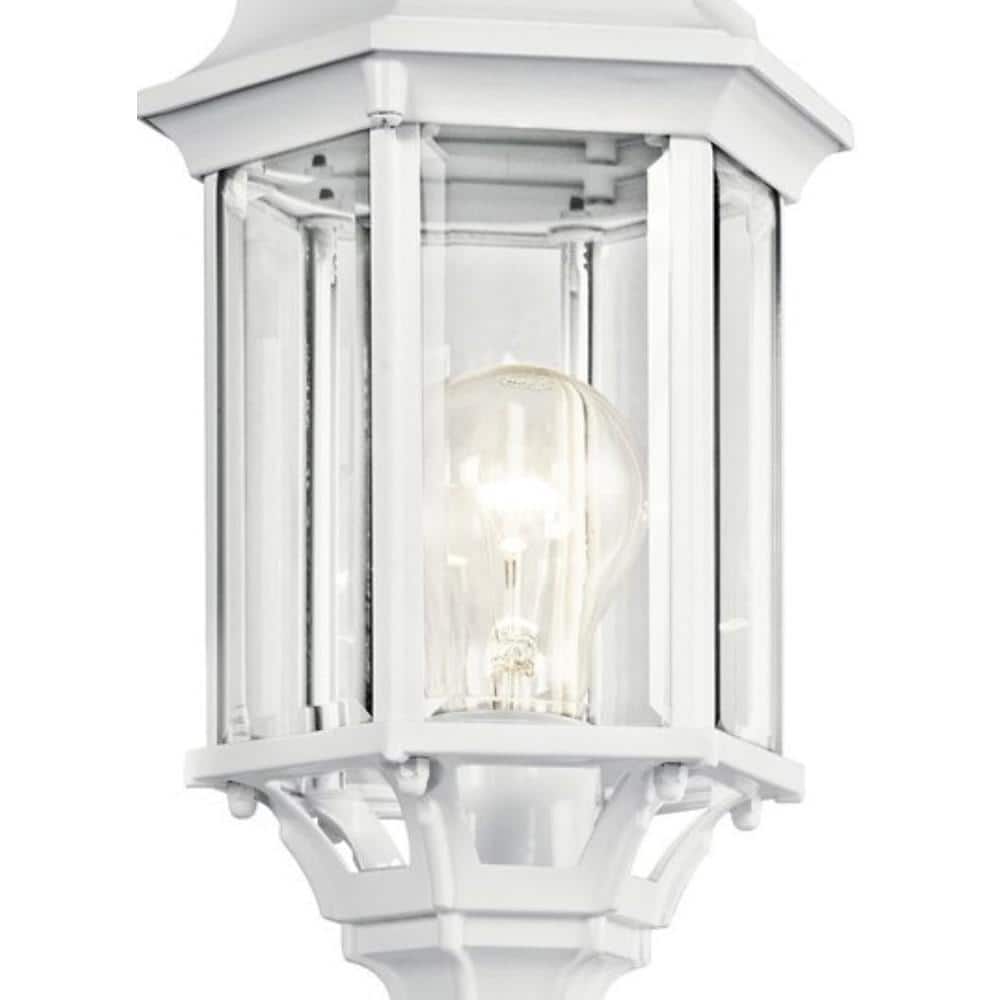 White Aluminum Traditional Outdoor Post Light with Lantern Shade