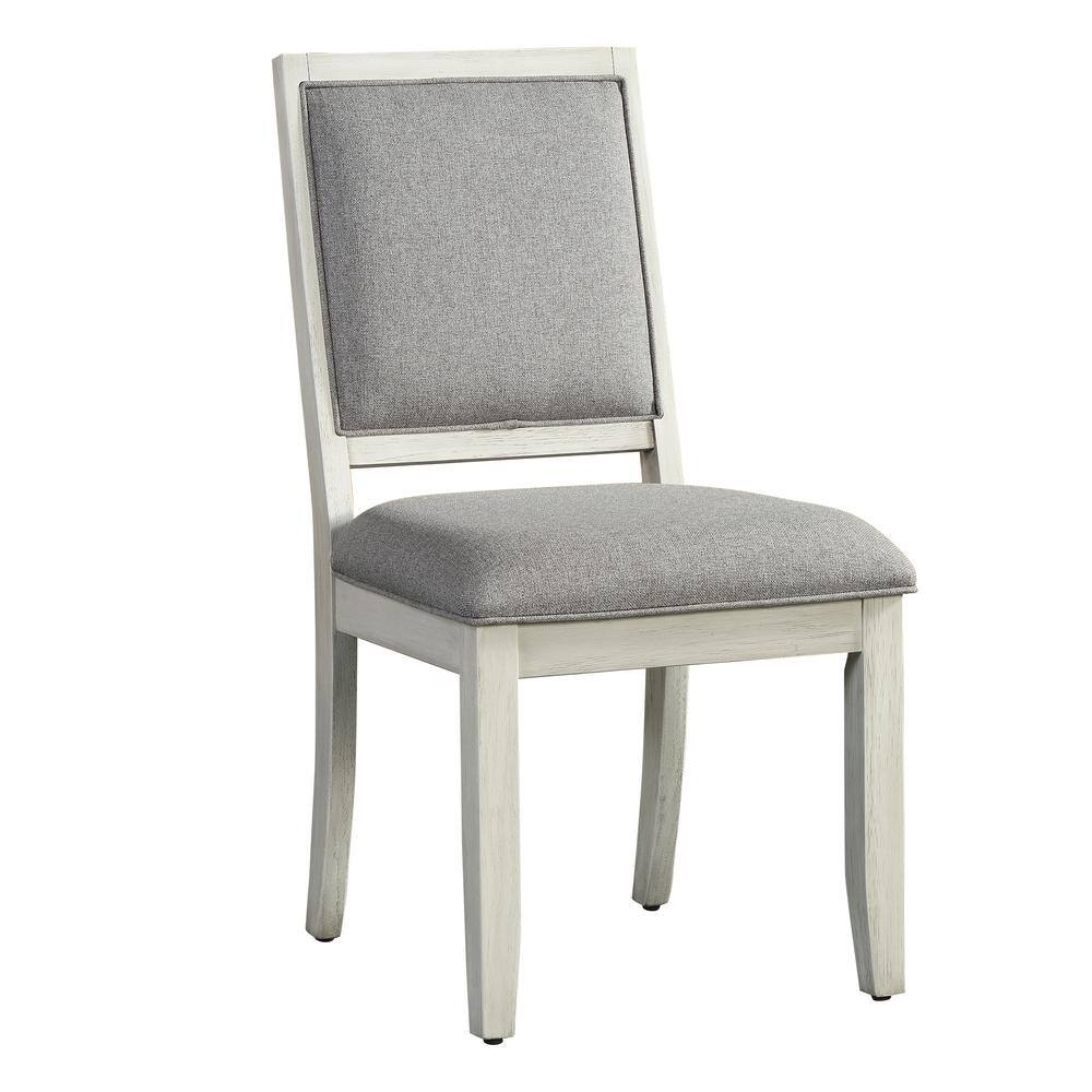 Set of 2 Gray Microfiber Upholstered Parsons Side Chairs with Wood Frame