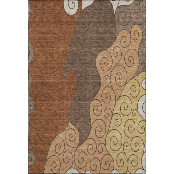 Mayfield Premium Machine Washable Abstract AMF2464 Paprika 10 ft. x 14 ft. Area Rug