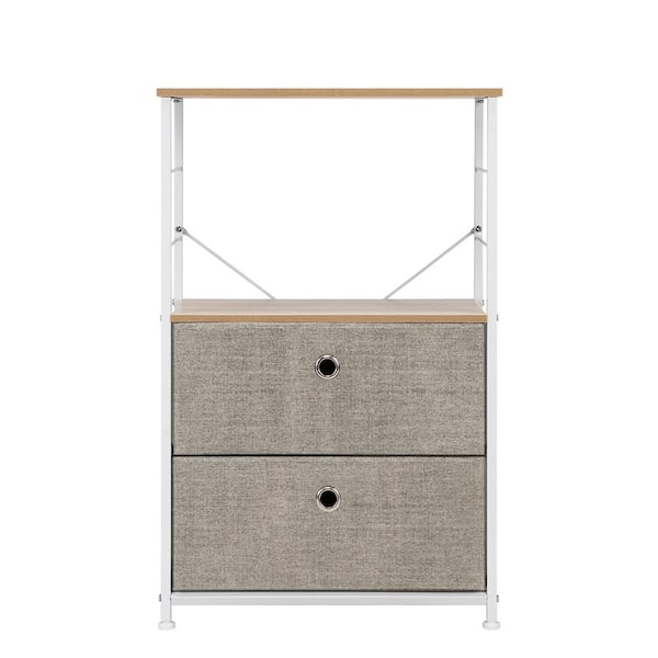 Winado 11.75 in W. x 33.75 in. H Beige 2-Drawer Fabric Storage Chest with Beige Drawers