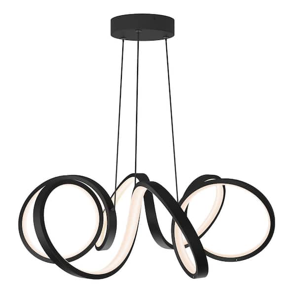Artika Ribbon 1-Light Black Modern Integrated LED Outdoor Ceiling Hanging Porch Pendant Light