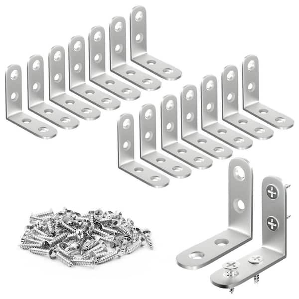 1.57 in. x 1.57 in. White L Bracket Stainless Steel Corner Bracefor Wood Furniture (16-Pack)