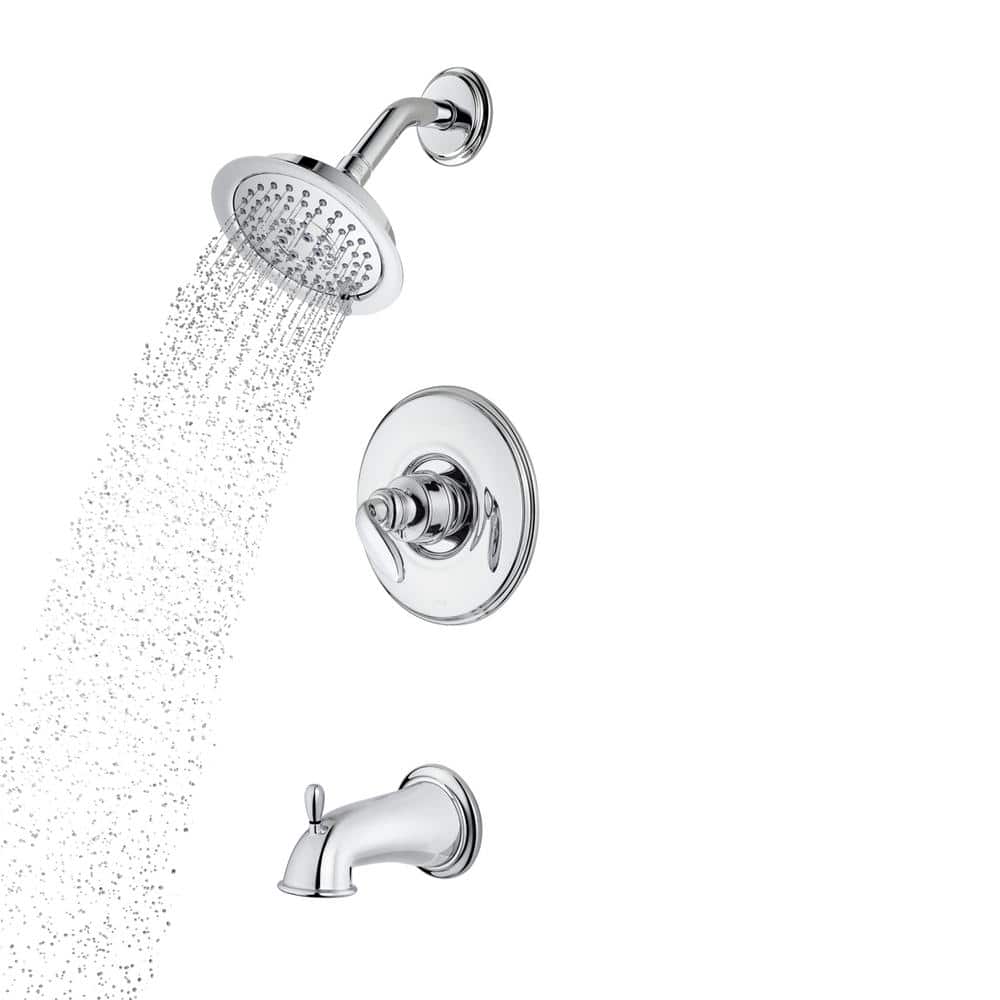 Polished Chrome Wall Mounted Tub and Shower Faucet Set