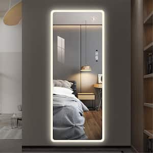 22 in. W x 65 in. H Rectangular Framed LED Lighted Full-Length Wall Bathroom Vanity Mirror in Silver
