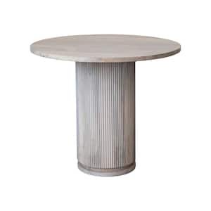 Bleached Finish Round Mango Wood 35.5 in. Column Base Dining Table Seats 4