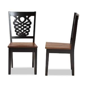 Gervais Dark Brown and Walnut Brown Dining Chair (Set of 2)