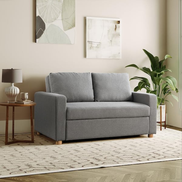 Serta Tampa 66.1 in. Grey Polyester Full Size Convertible Sofa