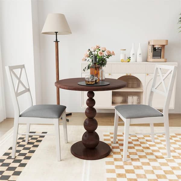 White Upholstered Seat Modern Dining Chair Armless Kitchen Chair with Rubber Wood Frame (Set of 4)