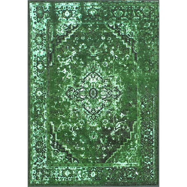 Vintage Rug in the Kitchen - Bright Green Door