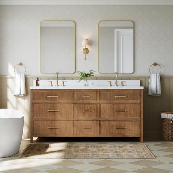 Wyndham Collection Isola 71.75 in. Double Freestanding Toasted