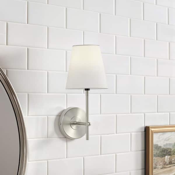 1-Light Brushed Nickel Wall Sconce Vanity Light
