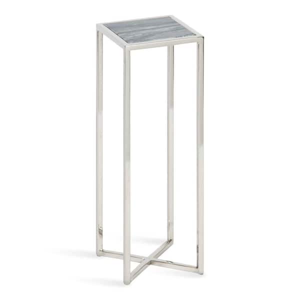 Jaspur 6.70 in. D Silver 21.00 in. H Square Marble End Table