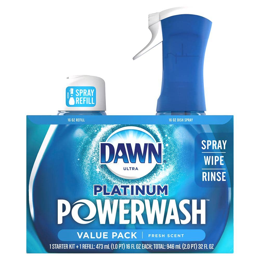  Dawn Platinum Powerwash Value Pack - Fresh Scent - 16 oz  Sprayer, 16 oz Refill, 2 Flip-It Sponges : Health & Household
