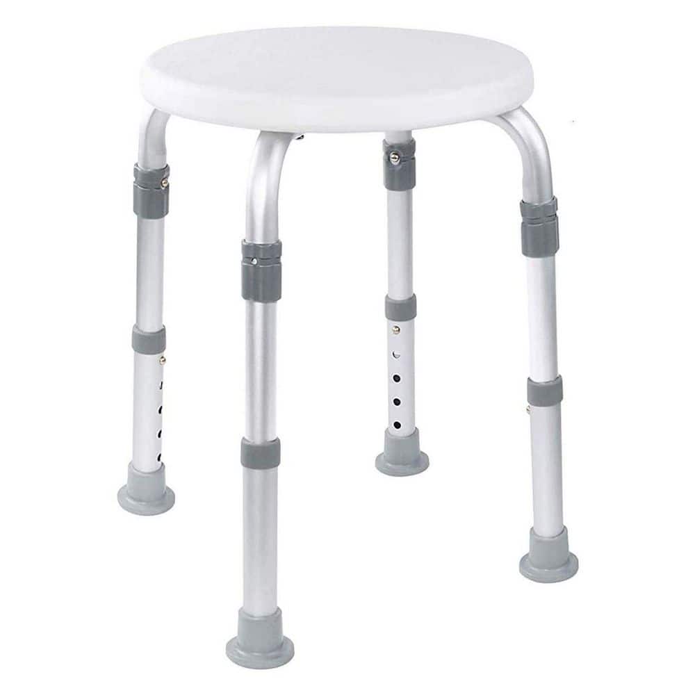 Aluminum Adjustable Shower Stool Seat and Bathtub Bench with Anti-Slip Rubb