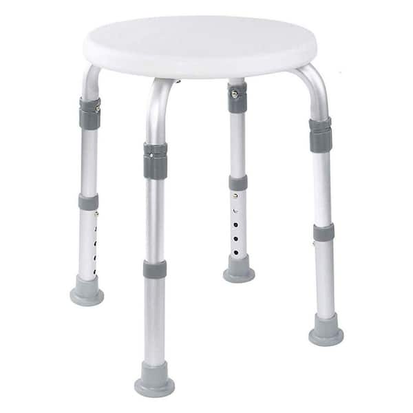 Aluminum Adjustable Shower Stool Seat and Bathtub Bench with Anti-Slip Rubber Tips for Safety and Stability in White