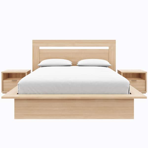 Sarina 4-Piece Natural Blonde Oak Wood Queen Size Bedroom Set