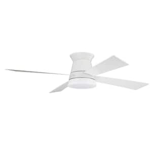 Revello 52 in. Indoor Hugger White Finish Ceiling Fan with Integrated LED Light & Remote/Wall Control Included