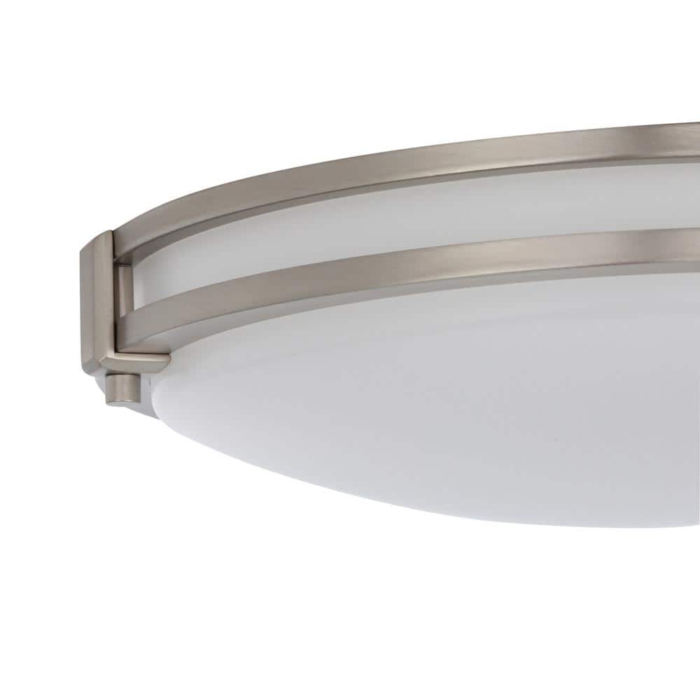Saturn 13" Modern Nickel LED Flush Mount with Cool White Light