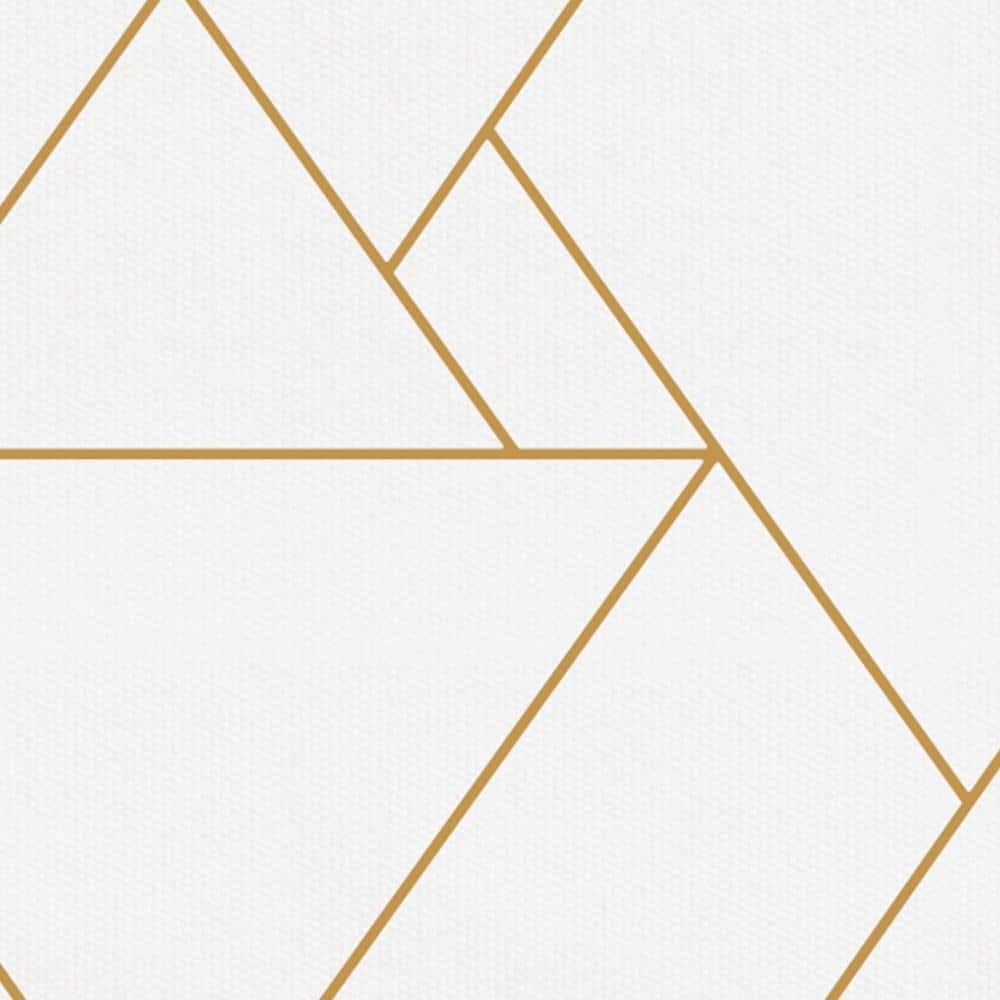Triangle Geometric Art Deco Lines Off White Peel and Stick Vinyl Wallpaper