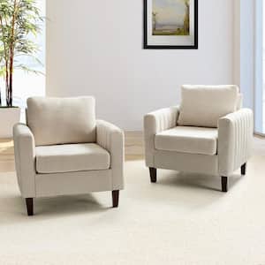 Ismenus Ivory Polyester Arm Chair with Removable Cushions (Set of 2)