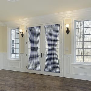 Buffalo Check 54 in. W x 72 in. L Polyester/Cotton Light Filtering Door Panel and Tieback in Navy