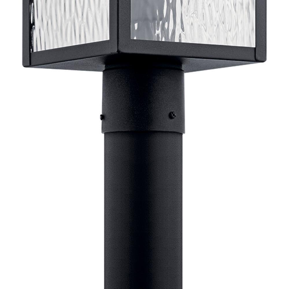 Textured Black Outdoor Post Light with Clear Water Glass Shade