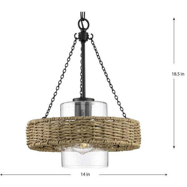 Progress Lighting Pembroke 3-Light Matte Black Coastal Indoor/Outdoor Chandelier
