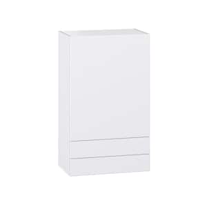 Fairhope 24 in. W x 40 in. H x 14 in. D Bright White Slab Assembled Wall Kitchen Cabinet with 2-Drawers