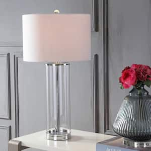 Harper 29 in. Clear/Chrome Glass Table Lamp