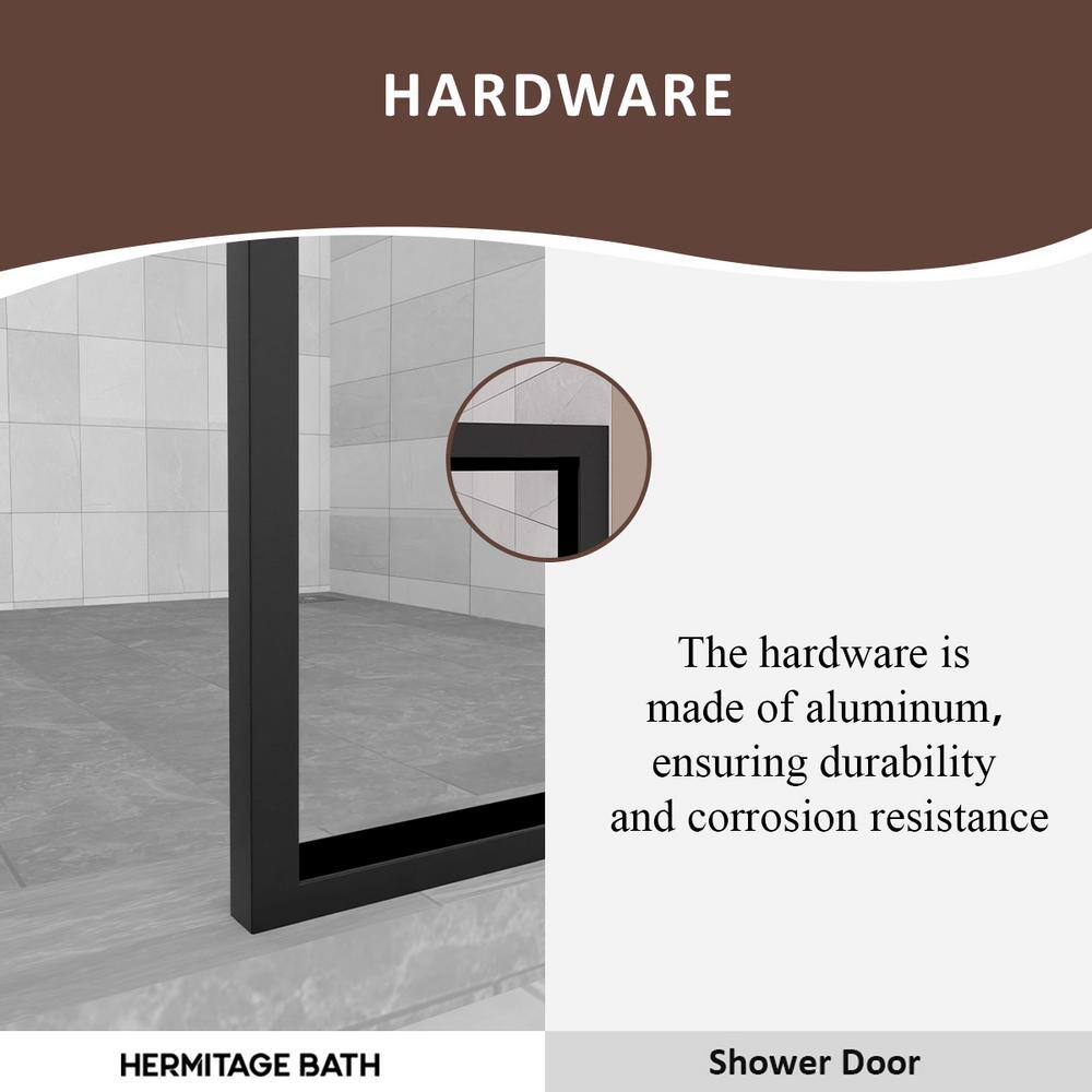 Hilma 34'' Matte Black Framed Shower Screen with Clear Tempered Glass