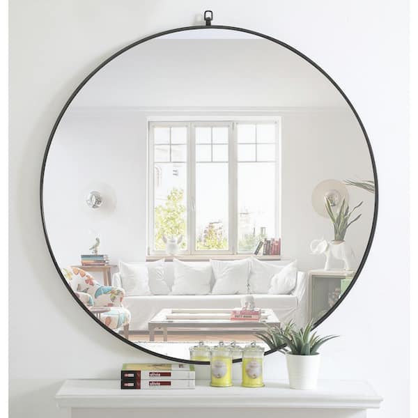 Large Round Black Modern Mirror (48 in. H x 48 in. W) WM8134Black - The  Home Depot