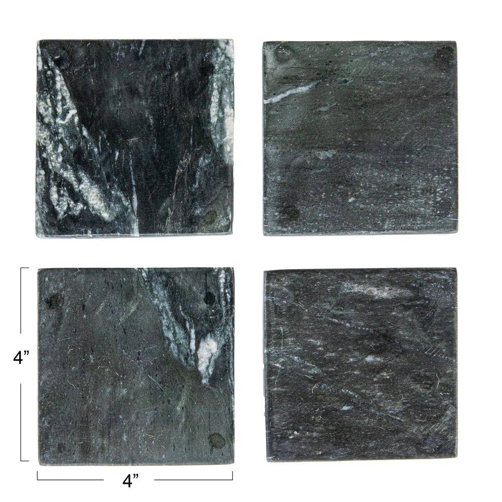 Monochrome Mélange Black and Grey Marble Coaster Set