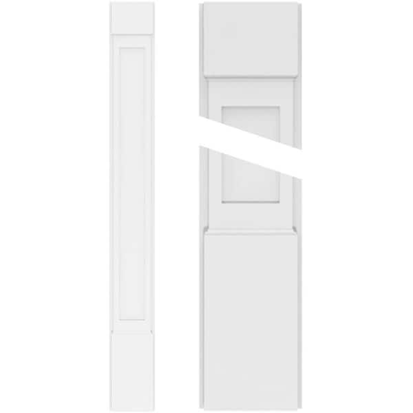Ekena Millwork 2 in. x 9 in. x 108 in. Flat Panel PVC Pilaster with Standard Capital and Base Moulding (Pair)