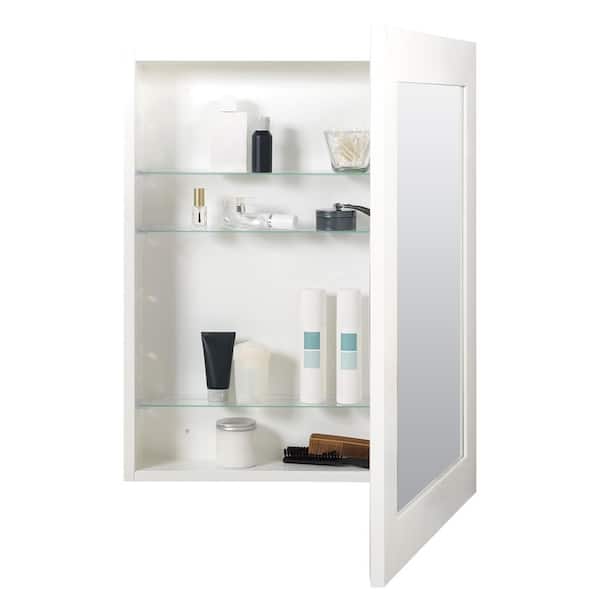 Zenna Home 24-1/2 in. W x 30-1/2 in. H Framed White Recessed/Surface Mount Medicine Cabinet with Mirror