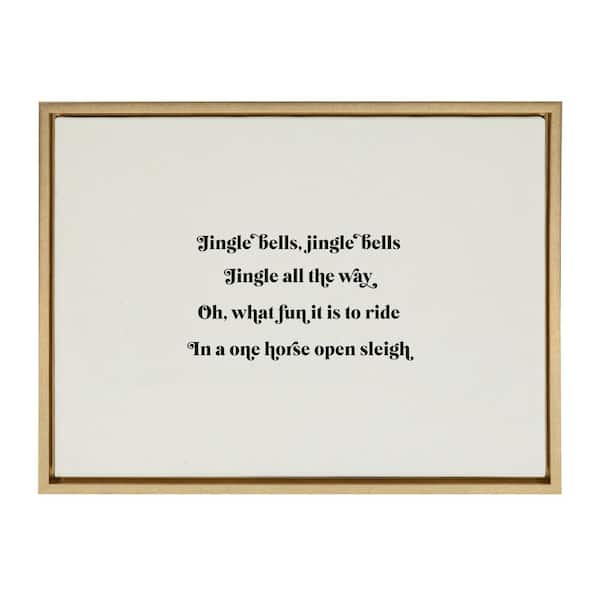 Kate and Laurel Sylvie Jingle Bells Jingle Bells by The Creative Bunch Studio Framed Canvas Words Art Print 18 in. x 24 in.