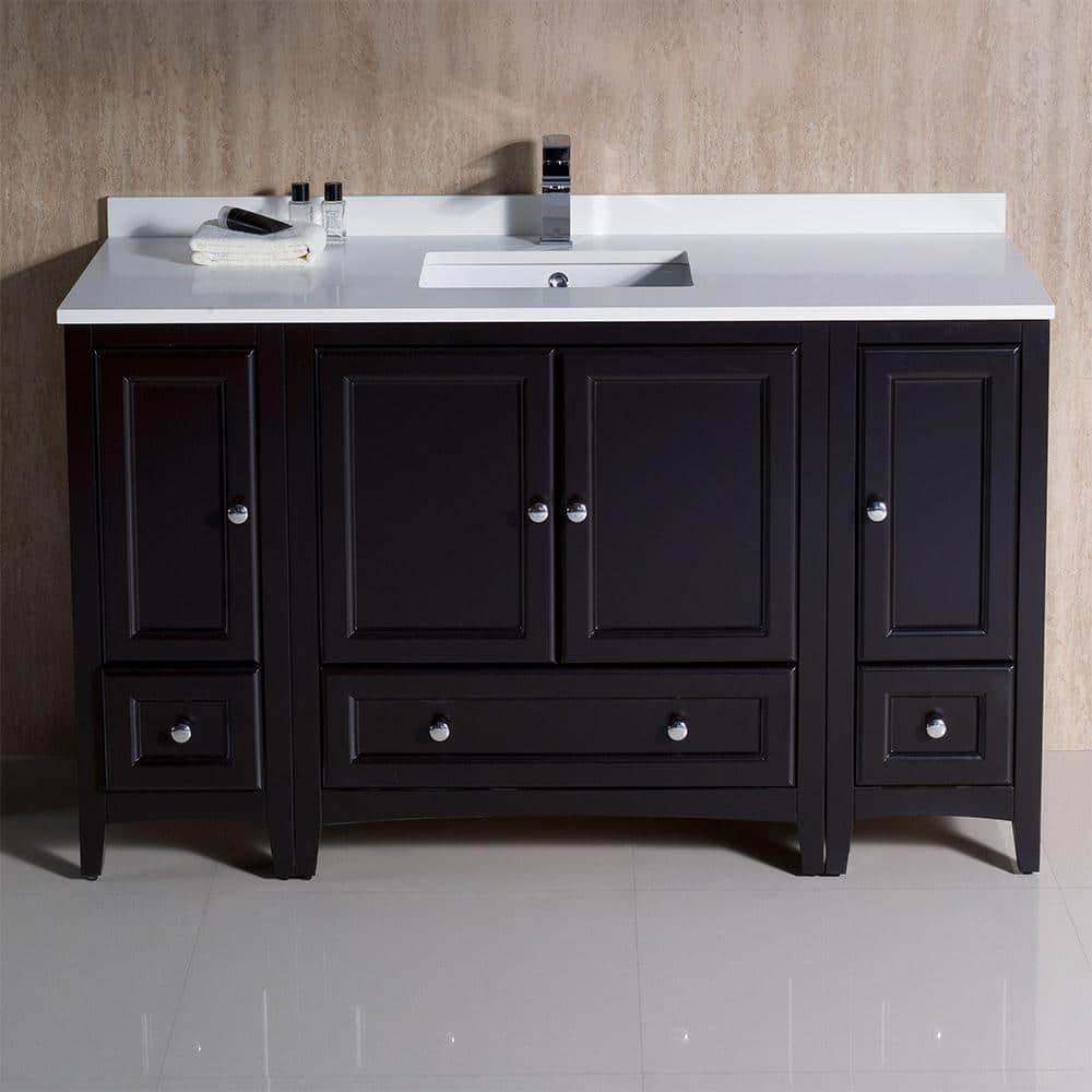 Espresso Oxford 54" Freestanding Bathroom Vanity with Quartz Top