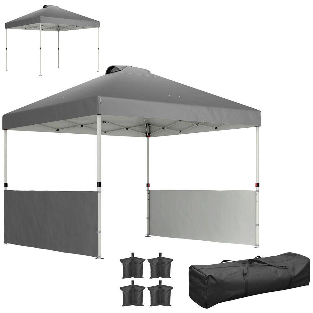 10 ft. x 10 ft. Pop Up Gray Outdoor Party Tent with 2 Half Sidewalls, Wheeled Carry Bag price history on PriceWatchPro