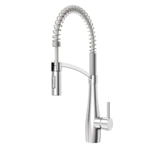 Single-Handle Pull Down Sprayer Kitchen Faucet with Spring Spout and Dual Function in Chrome