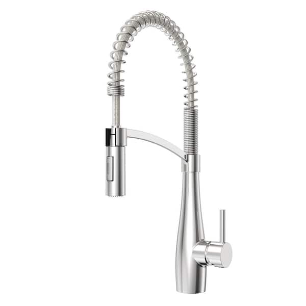 HOMLUX Single-Handle Pull Down Sprayer Kitchen Faucet with Spring Spout and Dual Function in Chrome