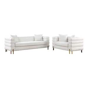 Marvela 2-Piece White Boucle Fabric Living Room Set