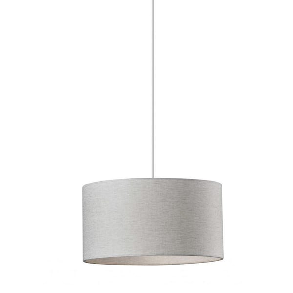 60-Watt 1 Light White Textured Fabric Pendant Light with Fabric, No Bulbs Included